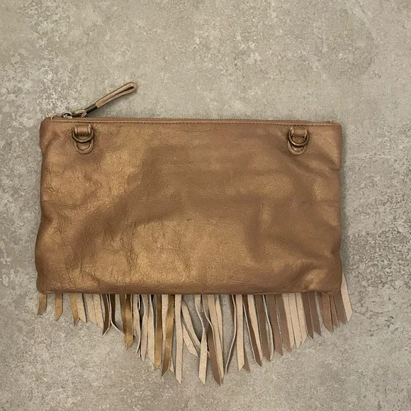 Liebeskind Berlin leather gold / bronze tassel clutch - Picture 3 of 10